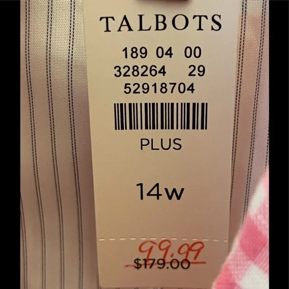 Talbots | Gingham Plaid Blazer Pink‎ White Button Down Long Sleeve